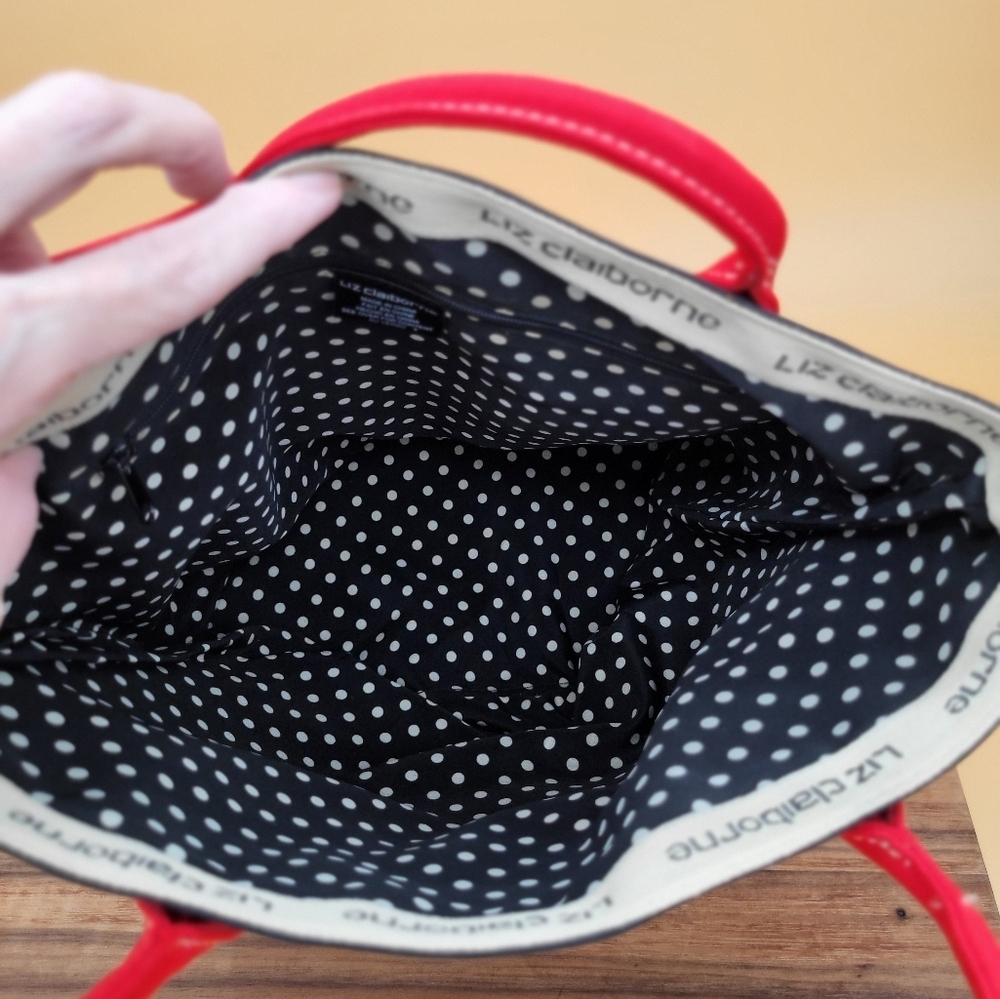 Liz Claiborne Nautical Themed Red & Black Striped Tote Bag, 13.5×11.5×6.5, EUC - Picture 4 of 8